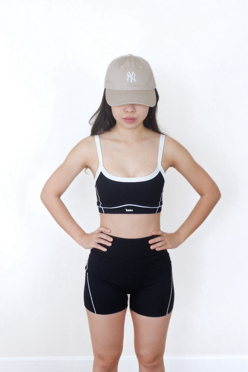 Duality Contrast Sports Bra (Salt & Pepper)