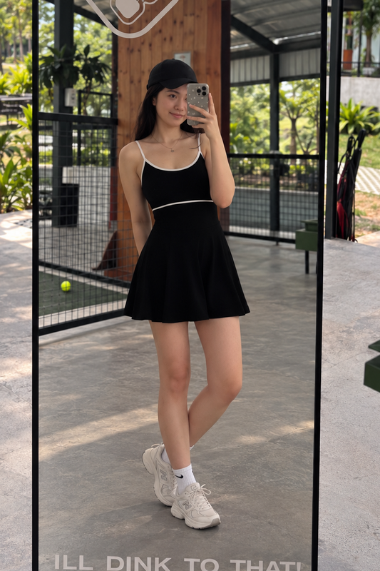 Smashé Tennis Dress (Salt & Pepper)