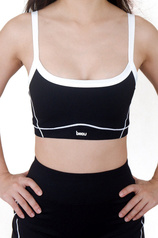 Duality Contrast Sports Bra (Salt & Pepper)