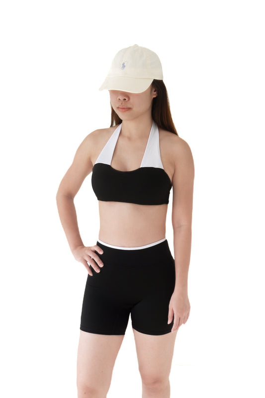 Mono Sculpt Halter Shorts Set (Salt & Pepper)