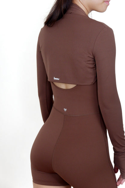 Vibe Check Bodysuit with Outerwear Set (Mocha Brown)