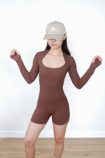 Vibe Check Bodysuit with Outerwear Set (Mocha Brown)