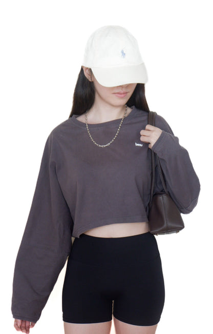 BACKORDER Beau Oversized Crop Tee (Granite Grey)