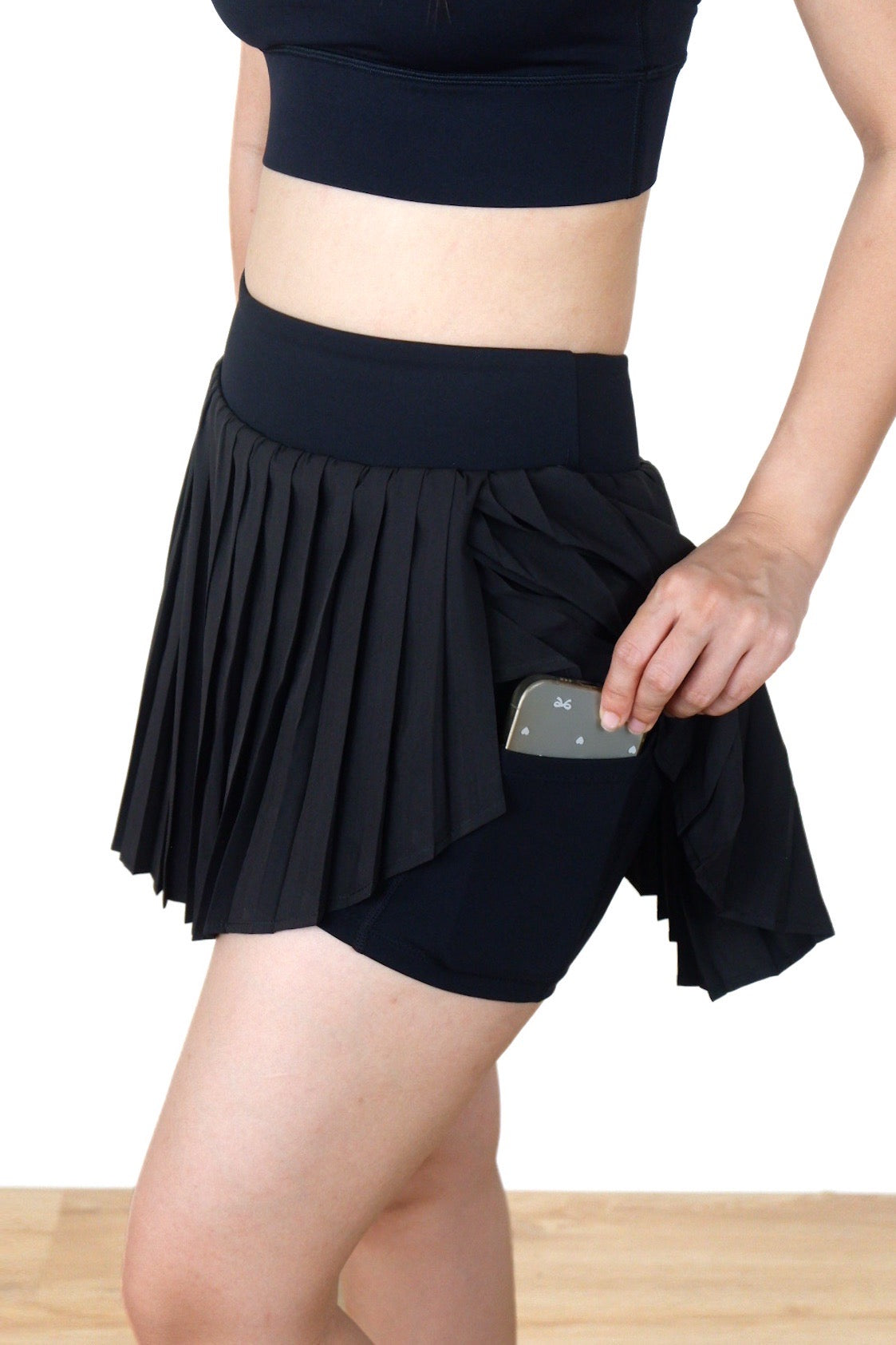 Match Point Skirt Set (with Active Aura Top) in Sleek Black